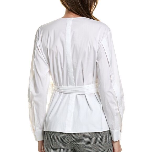 LAFAYETTE 148 NEW YORK | NEW White Wrap Blouse Button Back Top Women’s Size M - Picture 2 of 10